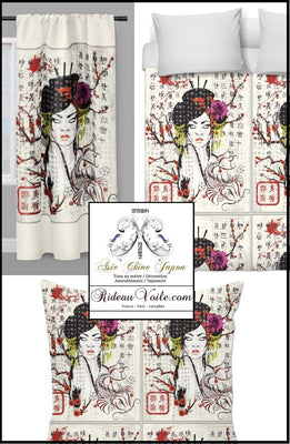 Tissu visage femme Asiatique motif Chinois imprimé rideau couette fabrics upholstery Asia drapes