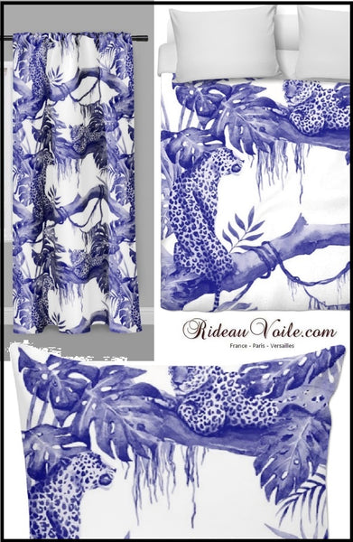 Tissu motif exotique animal léopard tapisserie décoration au mètre