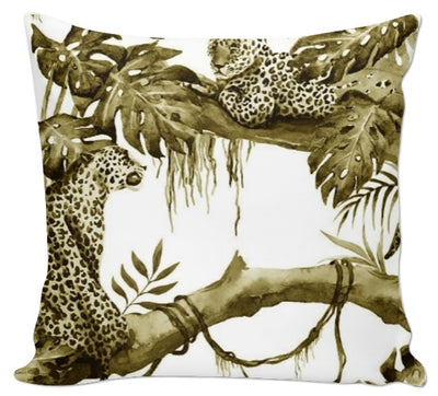 Toile de Jouy sépia vert Animal jungle tissu au mètre tapisserie déco rideau