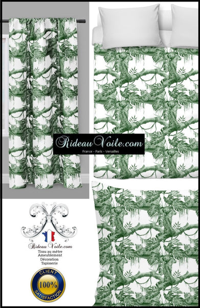 Motif vert exotique tropical jungle animal tissu tapisserie décoration au mètre Motif exotique tropical rideau voilage tissu ameublement tapisserie décoration mètre