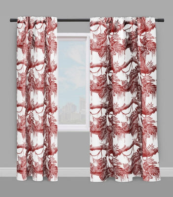 Design Toile de Jouy Jungle tissu au mètre tapisserie rideau couette motif sauvage rouge