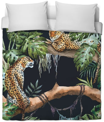 Toile de Jouy Jungle tissu au mètre tapisserie déco rideau couette motif animal sauvage