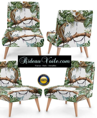 Motif ambiance exotique tropical jungle animal tissu tapisserie décoration au mètre