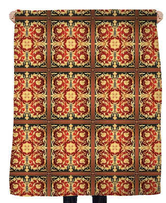 Tissu Maghreb Arabe motif ethnique au mètre rideau tapisserie siège rouge Or
