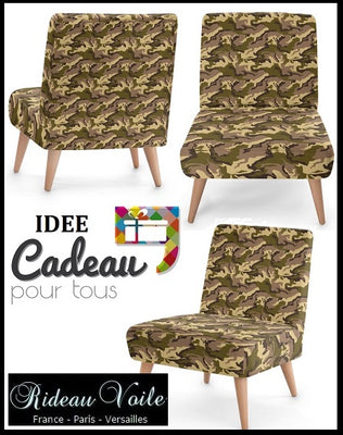 Tissus Camouflage beige marron au mètre ameublement tapisserie rideau siège