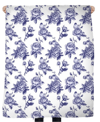 Tissu Toile de Jouy ameublement mètre motif oiseaux fleurs tapisserie rideau voilage