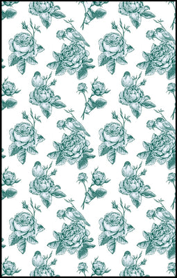 Tissu ameublement mètre motif oiseaux fleurs décoration tapisserie rideau Toile de Jouy