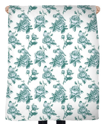 Fleuri rideau coussin couette tissu toile de jouy à fleurs au mètre bleu vert turquoise