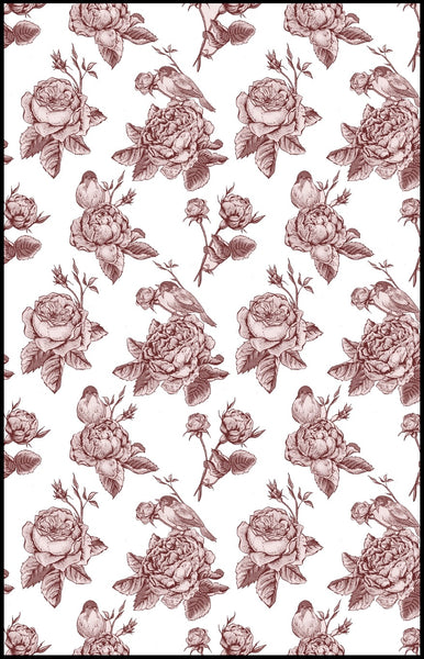 Motif imprimé oiseau fleurs monochrome tissu ameublement tapisserie voilage déco