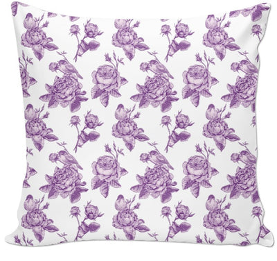 Tissu toile de jouy à fleurs au mètre motif oiseau tapisserie violet rideau