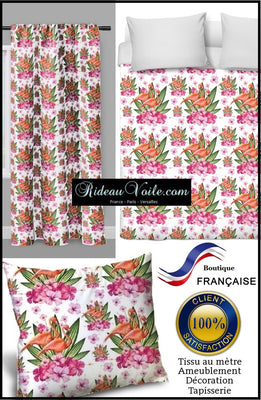 Tissu ameublement mètre fleur motif Exotique Tropical feuilles flamant rose rideau