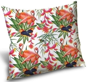 Feuilles fleurs motif exotique tropical flamant rose tissu tapisserie décoration