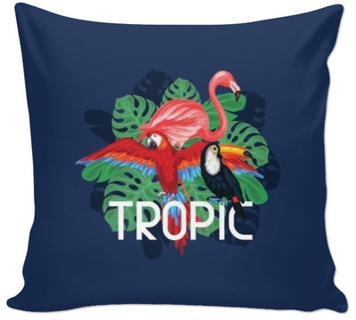 Style exotique tissu au mètre tapisserie décoration ameublement tropical bleu