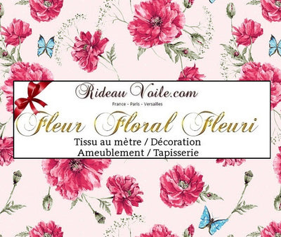 Tissu au mètre rose motif à fleurs rideau couette coussin siège