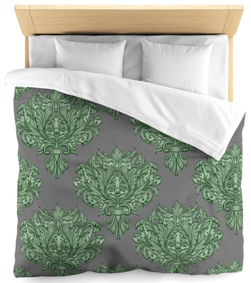 Tissu au mètre gris feuille fleur fleuri rideau couette coussin vert Empire Baroque