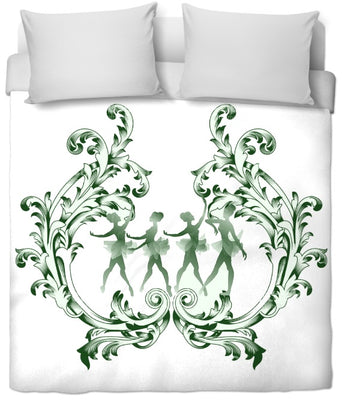 Tissu au mètre rideau motif danseuse étoile couette coussin Baroque fleur vert