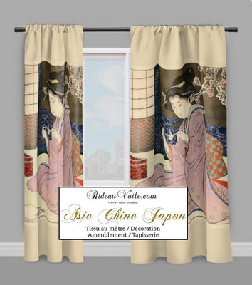 Tissu mètre imprimé couette Estampe Japonaise motif femme Geisha