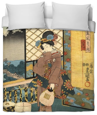 Fabrics upholstery Japanese decorating Asian meter Geisha pattern Estampes drapes - Tissu motif Asiatique