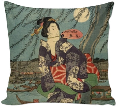 Estampe Japonaise motif femme Geisha tissu au mètre imprimé couette coussin