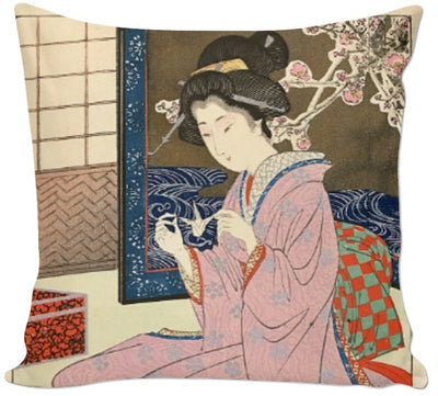 Tenture Murale Geisha Japonaise 130x150 Cm - Motif Fleurs De Cerisier | Décoration Chambre, Salon, Style Asiatique - 9