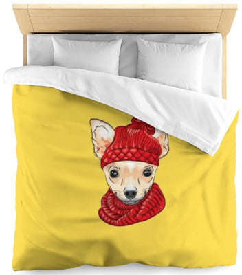Tissu jaune au mètre déco motif animal petit chien Chihuahua rideau couette coussin
