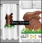 Rideau coussin couette design enfant tissu au mètre motif lapin au chocolat