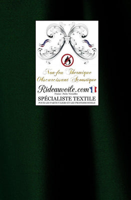 Tissu vert grande largeur 140cm ameublement au mètre doublure isolant thermique phonique rideau occultant, ignifugé, non feu. Confection Architecte intérieur tapissier décoratrice luxe éditeur boutique en ligne décoration. Paris, Versailles, France.