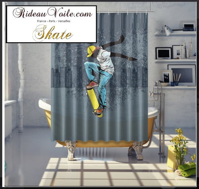 Rideau housse couette tissu déco au mètre Motif skate Sport glisse skateur