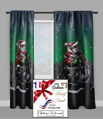 Spéciale tissu décoration vitrine motif imprimé Père Noel moto rideau occultant ignifugé