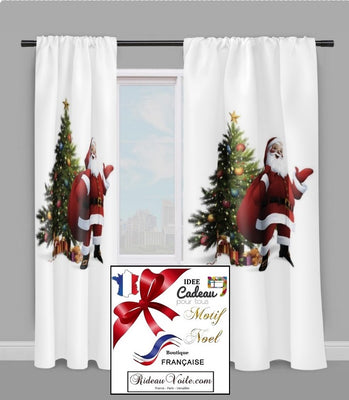 Tissu créateur décoration vitrine motif imprimé Père Noel rideau occultant ignifugé
