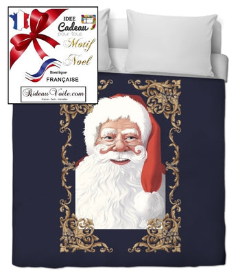 Créateur designer décoration vitrine motif imprimé Père Noel rideau occultant ignifugé