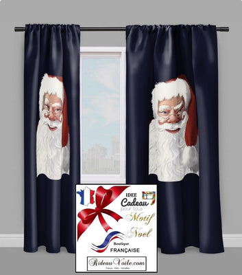 Visual designer décoration vitrine tissu motif imprimé Père Noel rideau occultant ignifugé