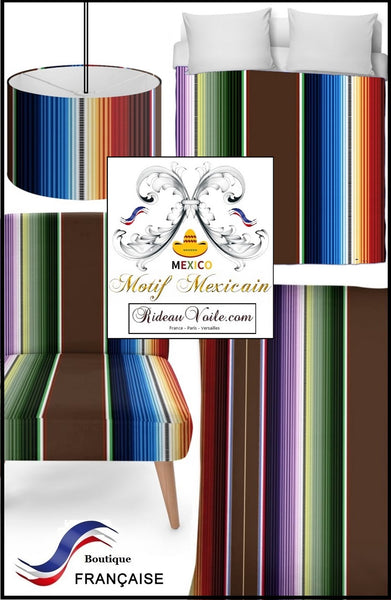 Tissu d'éditeur d'ameublement pour la décoration et la tapisserie (siège & murale) | Textile design ethnique traditionnel motif lignes, rayures verticales (ou horizontales sur simple demande) | Sublime imprimé Mexicain disponible au mètre & confection sur mesure.