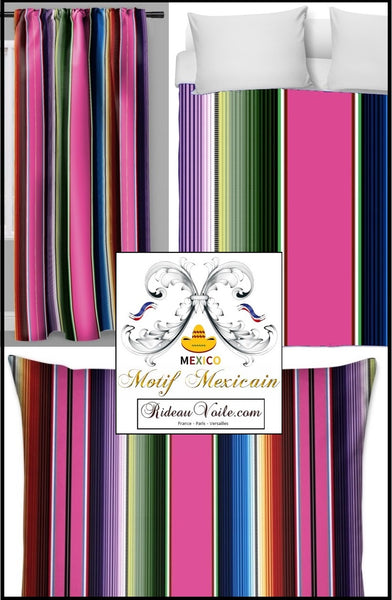 Rideau voilage housse couette décoration tissu motif mexicain mètre mexican fabric drapes curtain duvet cover