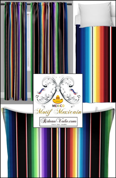 Rideau Imprimé Esprit Mexicain (Multicolore) couette voilage ameublement tapisserie Mexican fabrics pattern meter curtain duvet