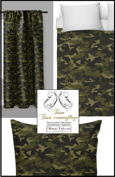 Tissu au mètre style camouflage couette décoration idée rideau voilage