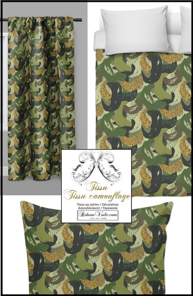 Tissu ameublement mètre motif or design camouflage couette rideau voilage