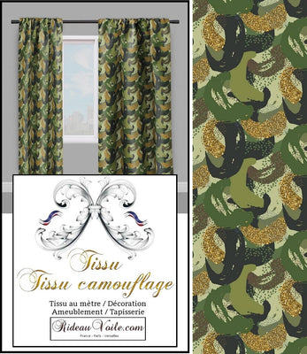 Tissu ameublement mètre motif or design camouflage couette rideau voilage