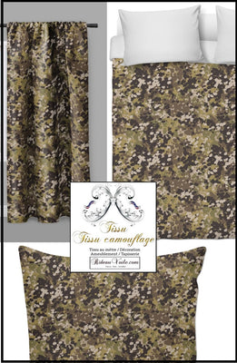 Tissu au mètre style camouflage couette décoration militaire rideau voilage
