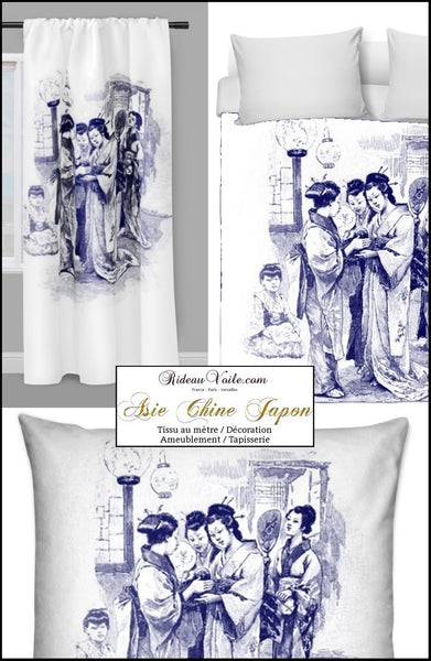 Tissu inspiration chinoise Asiatique tissus ameublement motifs chinois japonais mètre rideau