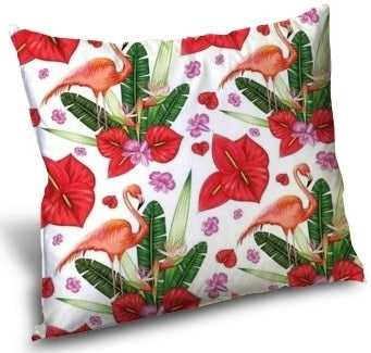 Feuilles fleurs motif exotique tropical flamant tissu tapisserie décoration