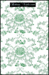 Tissu ameublement Toile de Jouy vert au mètre rideau voilage tapisserie siège. Boutique Empire Achat de rideaux motif toile de Jouy sur mesure décoration d’intérieure. Tissu ameublement haut gamme au mètre ignifugé, occultant, voilage, rideau, coussin, couette. French fabric flower curtain drapes upholstery. Tela cortina. verhokangas. Tessuto per tende. Rido Stoff Riddoen.