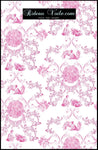 Tissu ameublement Toile de Jouy rose fushia au mètre rideau voilage tapisserie siège