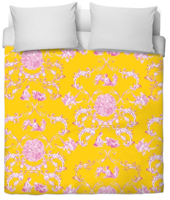 Tissu ameublement Toile de Jouy rose orange au mètre rideau voilage tapisserie siège