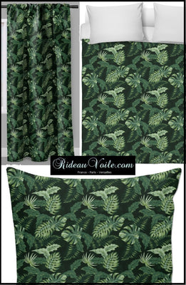 Déco voilage Tropical larges feuilles Exotique au mètre tissu ameublement rideau