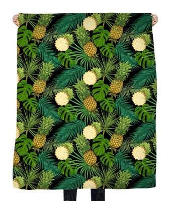 Tissu ameublement décoration exotique tropical feuilles ananas au mètre